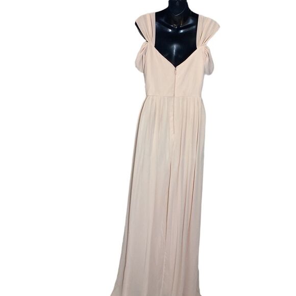Lulus maxi bridesmaid dress make me move style D15861L lg chiffon off shoulder - Picture 8 of 9
